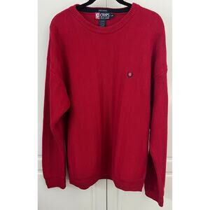 Vintage 90's Men's Chaps Ralph Lauren Red Hand Framed Cotton Sweater Size L